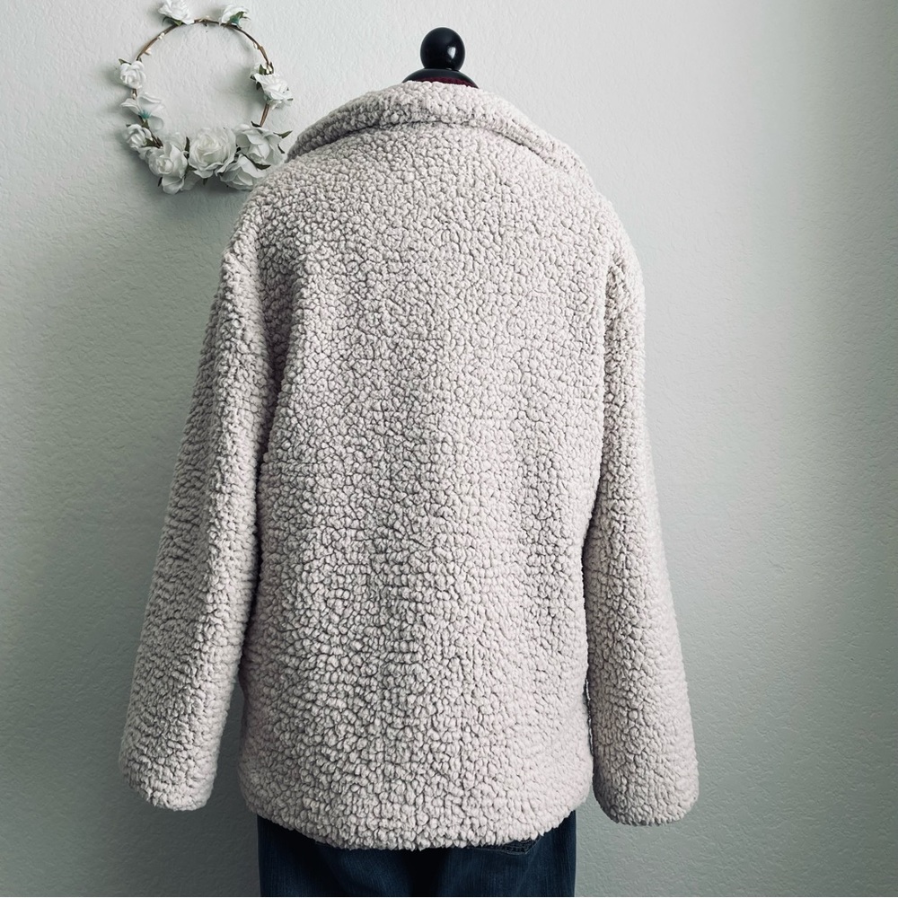 Zeagoo Beige/Cream Double-Breasted Faux Fur Teddy Coat - Picture 7 of 12